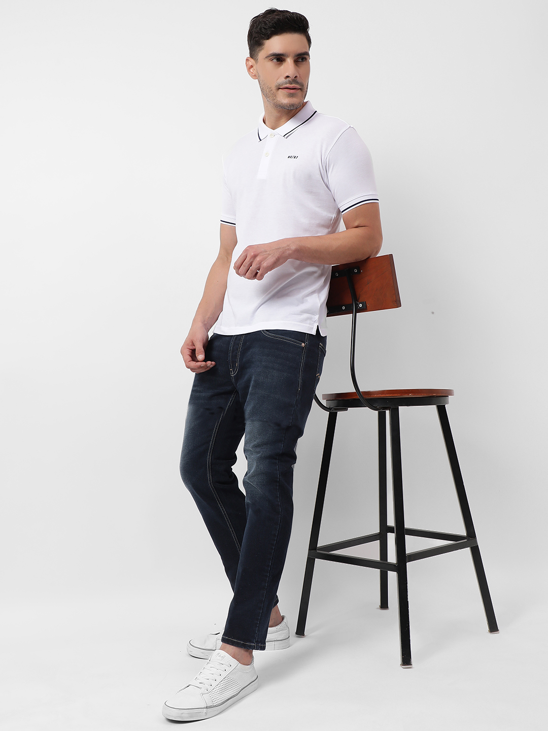 Numero Uno Men Faded Dark Blue Jeans